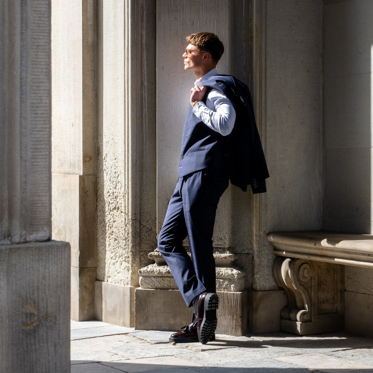 Sunwill Uldbukser i Fitted Fit - Navy [405] / 23